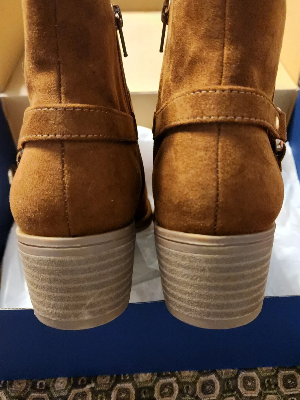 White Mountain Chestnut Brown Suede Ankle Booties
